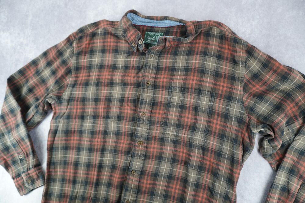 Woolrich Woolen Mills Classic Button-Up Check Flannel Shirt Mens Size X-Large